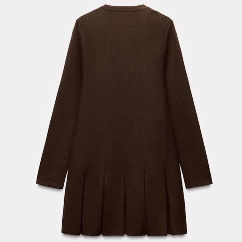 ZARA Brown Knit Pleated Mini Dress – Size M (NWT) - Picture 4 of 11